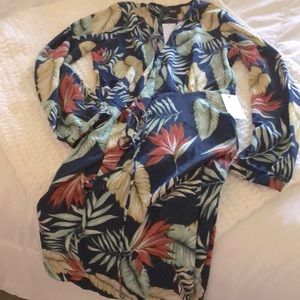 Red dress boutique palm wrap v neck dress